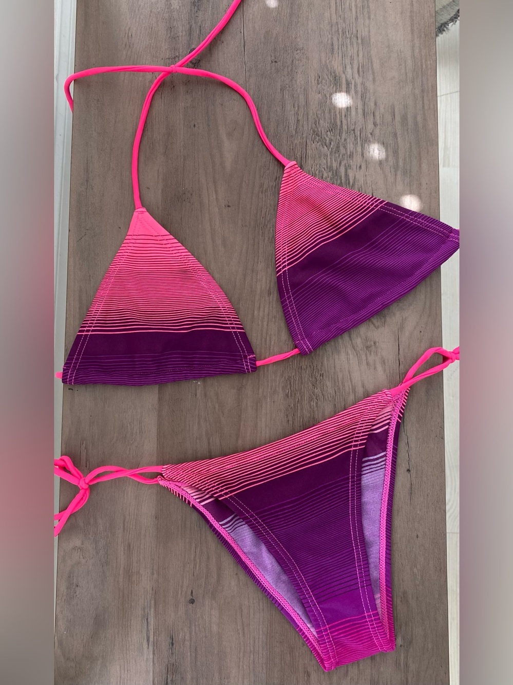 Jantzen Hot Pink and Purple Gradient Triangle Bikini